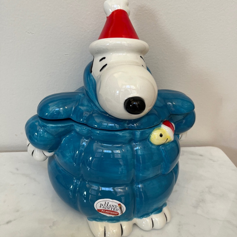 PEANUTS Snoopy and Woodstock Puffer Jacket Cookie Jar 10"